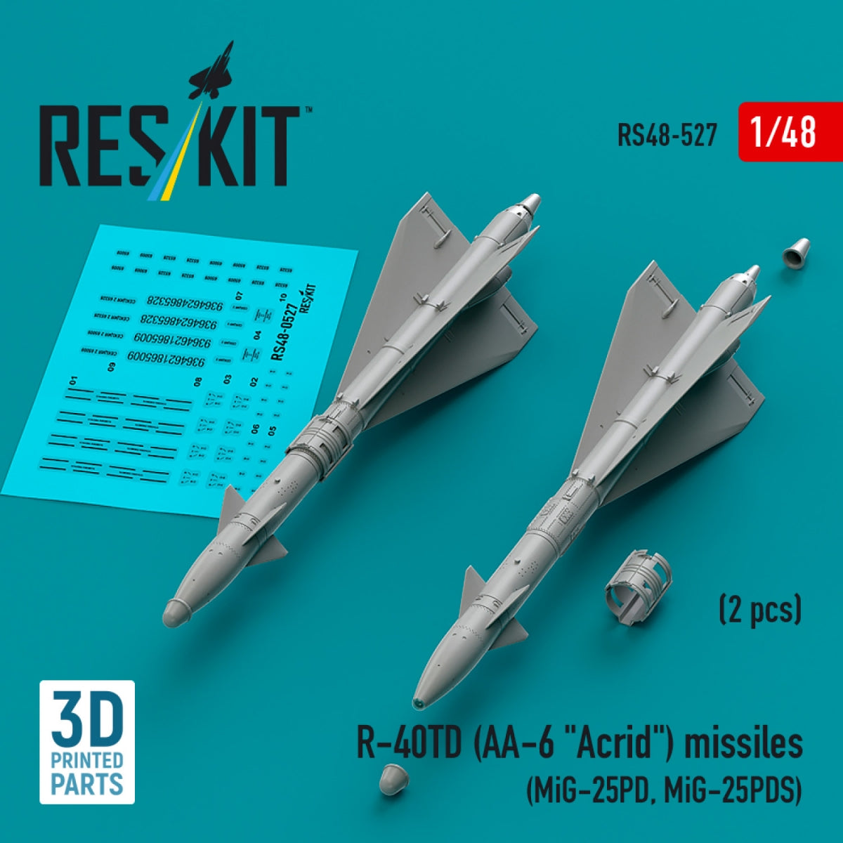 RESKIT RS48-0527 R-40TD (AA-6 "Acrid") missiles (2 pcs) (3D printed) 1/48