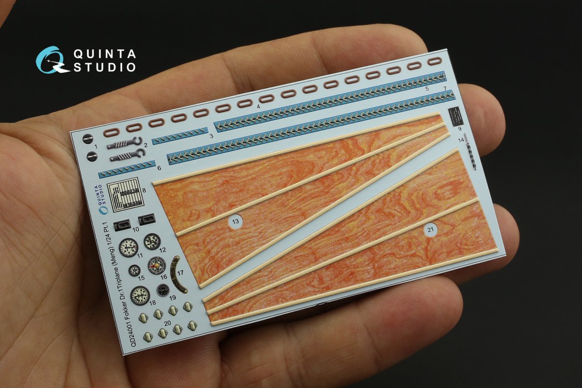 Quinta Studio QD24001 Fokker Dr.1 3D-Printed &amp;amp; coloured Interior on decal paper (Meng) 1/24 – immagine 9