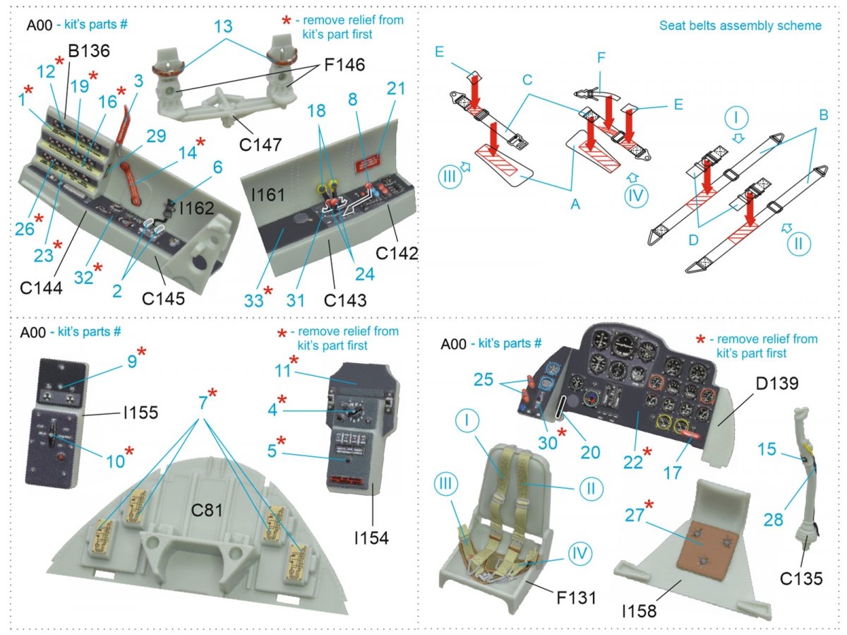 Quinta Studio QD32069 Me 262A 3D-Printed &amp;amp; coloured Interior on decal paper (Revell) 1/32 – immagine 10
