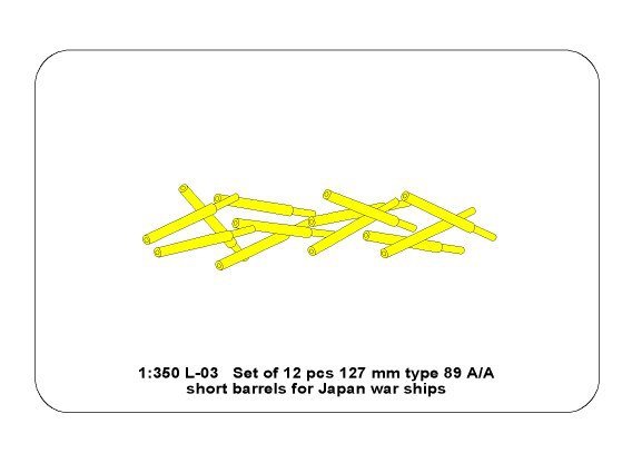 Aber 350L-03 Set of 12 pcs 127mm type 89 A/A short barrels for Japan ships 1/350 – Bild 5