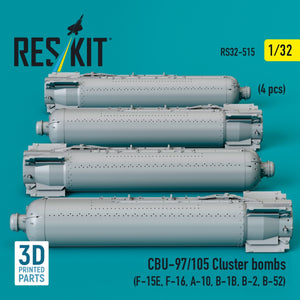 RESKIT RS32-0515 CBU-97/105 cluster bombs (4 pcs) (3D Printed) 1/32 – zdjęcie 2
