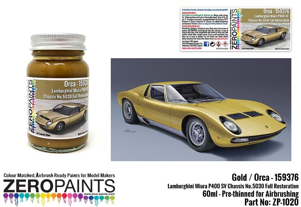 Peinture Zero Paints ZP-1020-MIURA Lamborghini Miura P400 SV Full Restoration Orca (Or) 60 ml