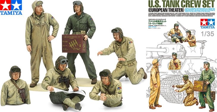 Tamiya 35347 Coffret d'équipage de char américain, théâtre d'opérations européen, échelle 1/35