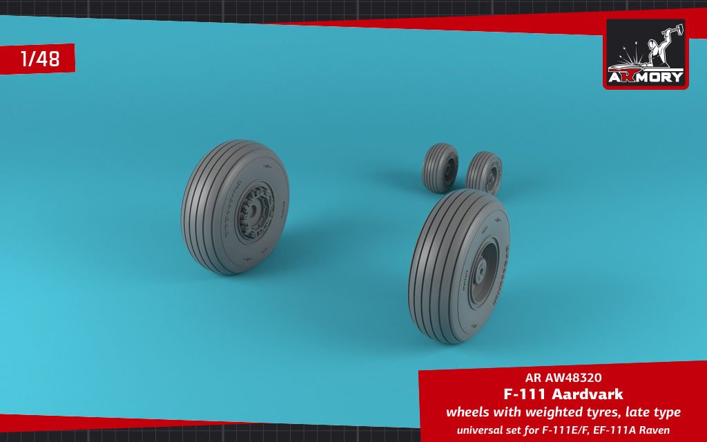 Armory Models AW48320 F-111E/F Aardvark / EF-111A Raven wheels w/ weighted tyres 1/48 – Bild 3