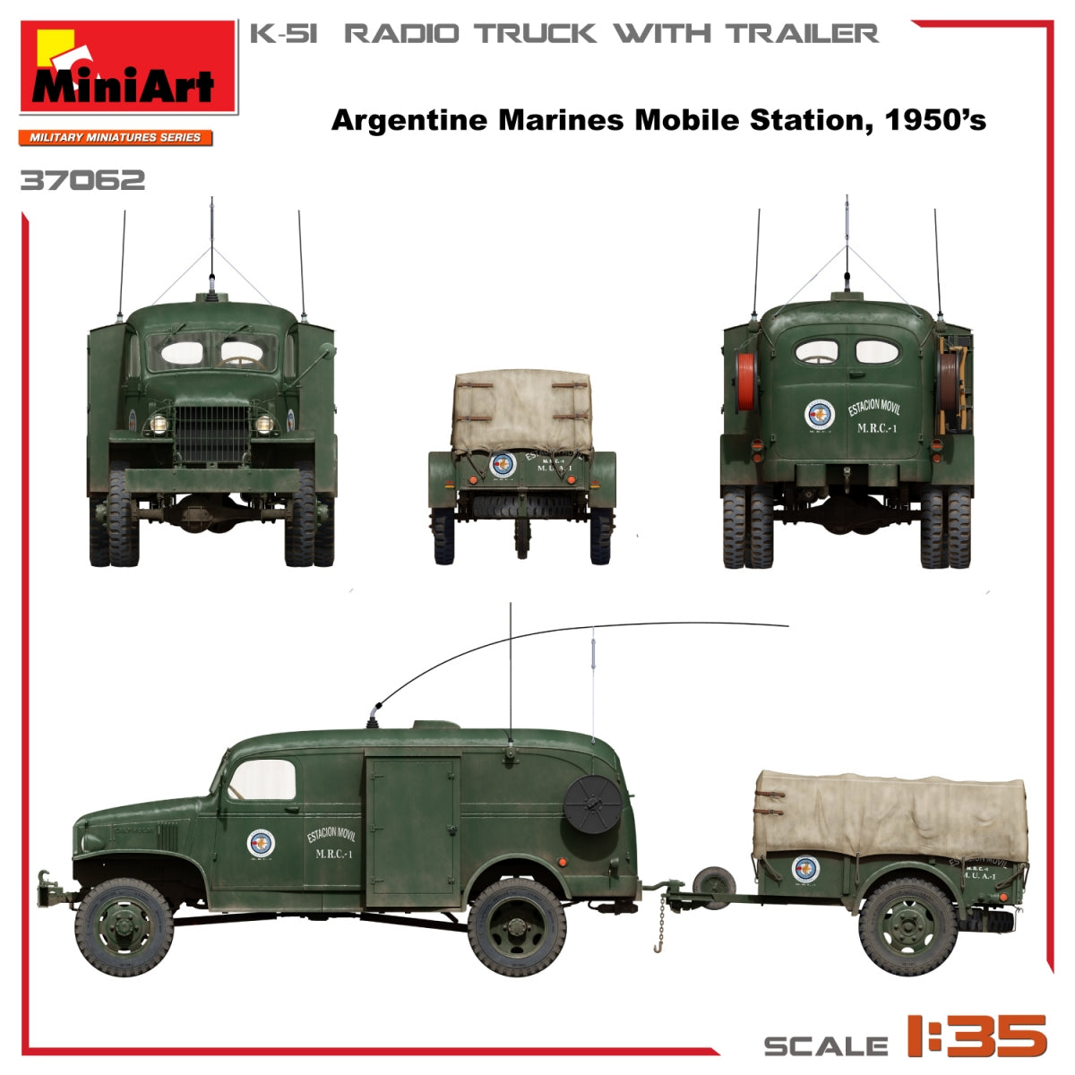Miniart 37062 K-51 RADIO TRUCK WITH TRAILER 1/35 – immagine 4