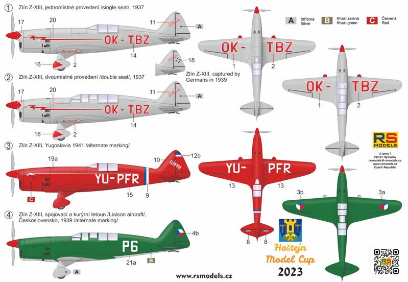 RS Models 94021 Zlin Z-XIII Double Kit (2 Kits In Box) 1/72 – imagen 2