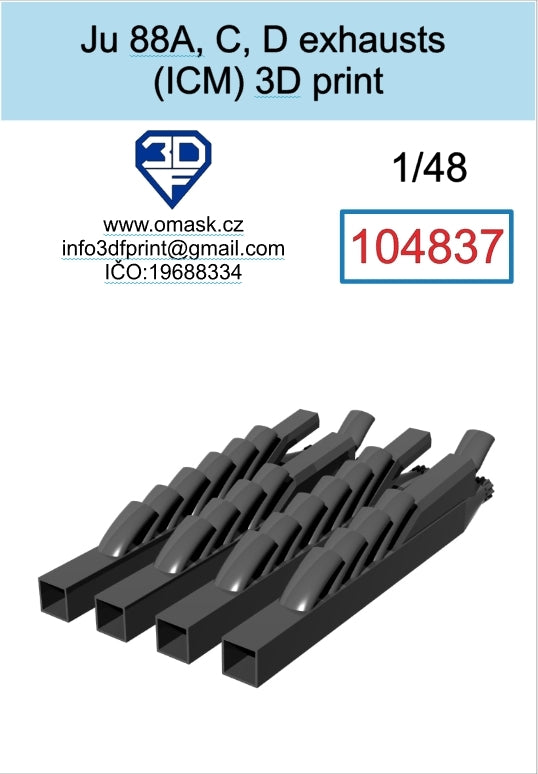 Omask 104837 Ju 88 A/C/D échappement impression 3D (pour ICM) 1/48