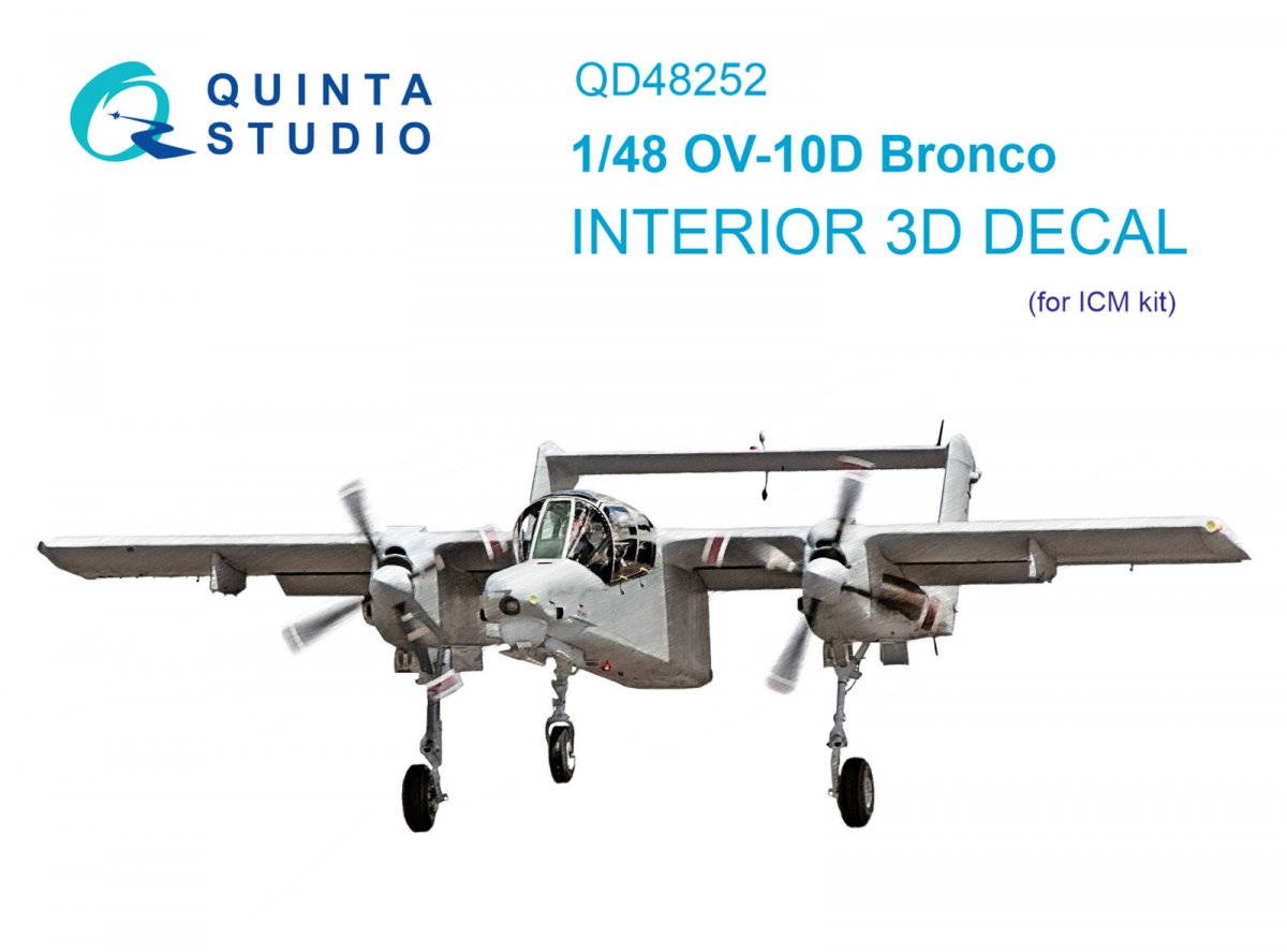 Quinta Studio QD48252 OV-10D Bronco 3D-Printed &amp;amp; coloured Interior on decal paper (ICM) 1/48
