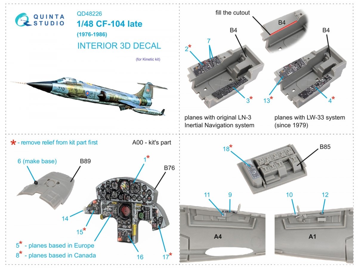Quinta Studio QD48226 CF-104 Late 3D-Printed &amp;amp; coloured Interior on decal paper ( Kinetic ) 1/48 – immagine 2