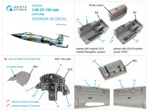 Quinta Studio QD48226 CF-104 Late 3D-Printed &amp;amp; coloured Interior on decal paper ( Kinetic ) 1/48 – immagine 2
