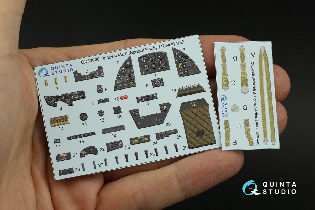 Quinta Studio QD32096 Tempest Mk.II 3D-Printed &amp;amp; coloured Interior on decal paper (Special Hobby/Revell) 1/32 – immagine 11