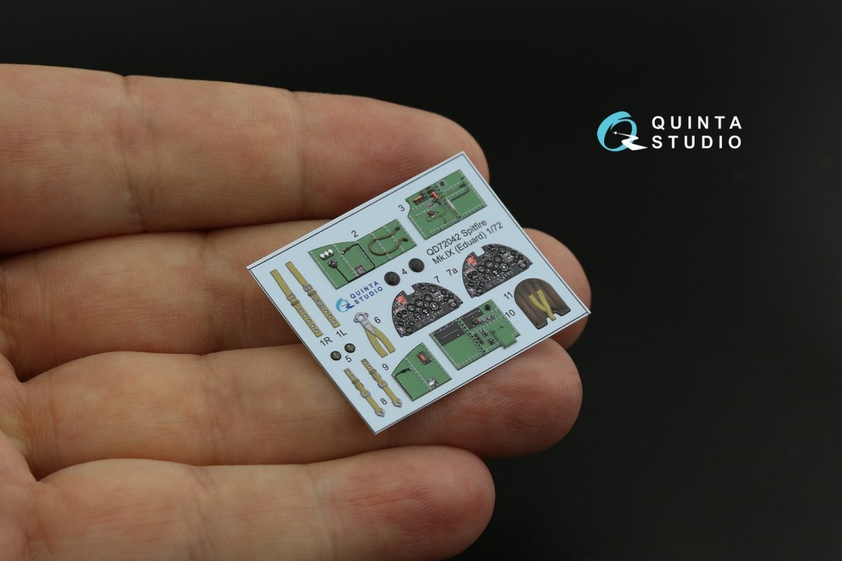 Quinta Studio QD72042 Spitfire Mk.IX 3D-Printed &amp;amp; coloured Interior on decal paper (Eduard) 1/72 – immagine 6