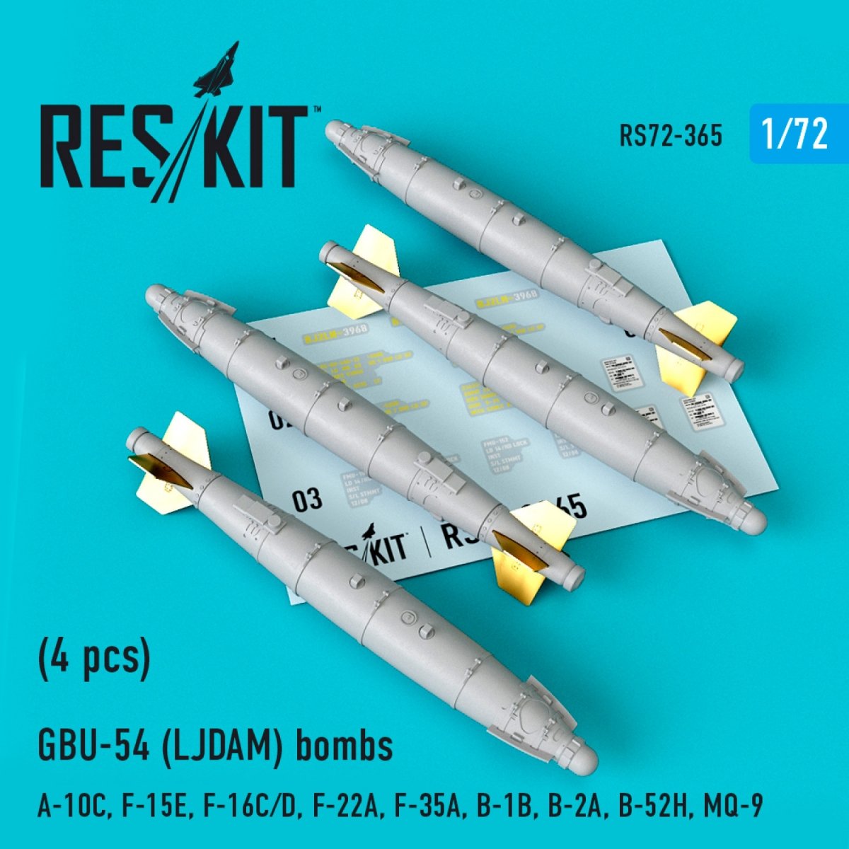 RESKIT RS72-0365 GBU-54 (LJDAM) BOMBES (4PCS) 1/72