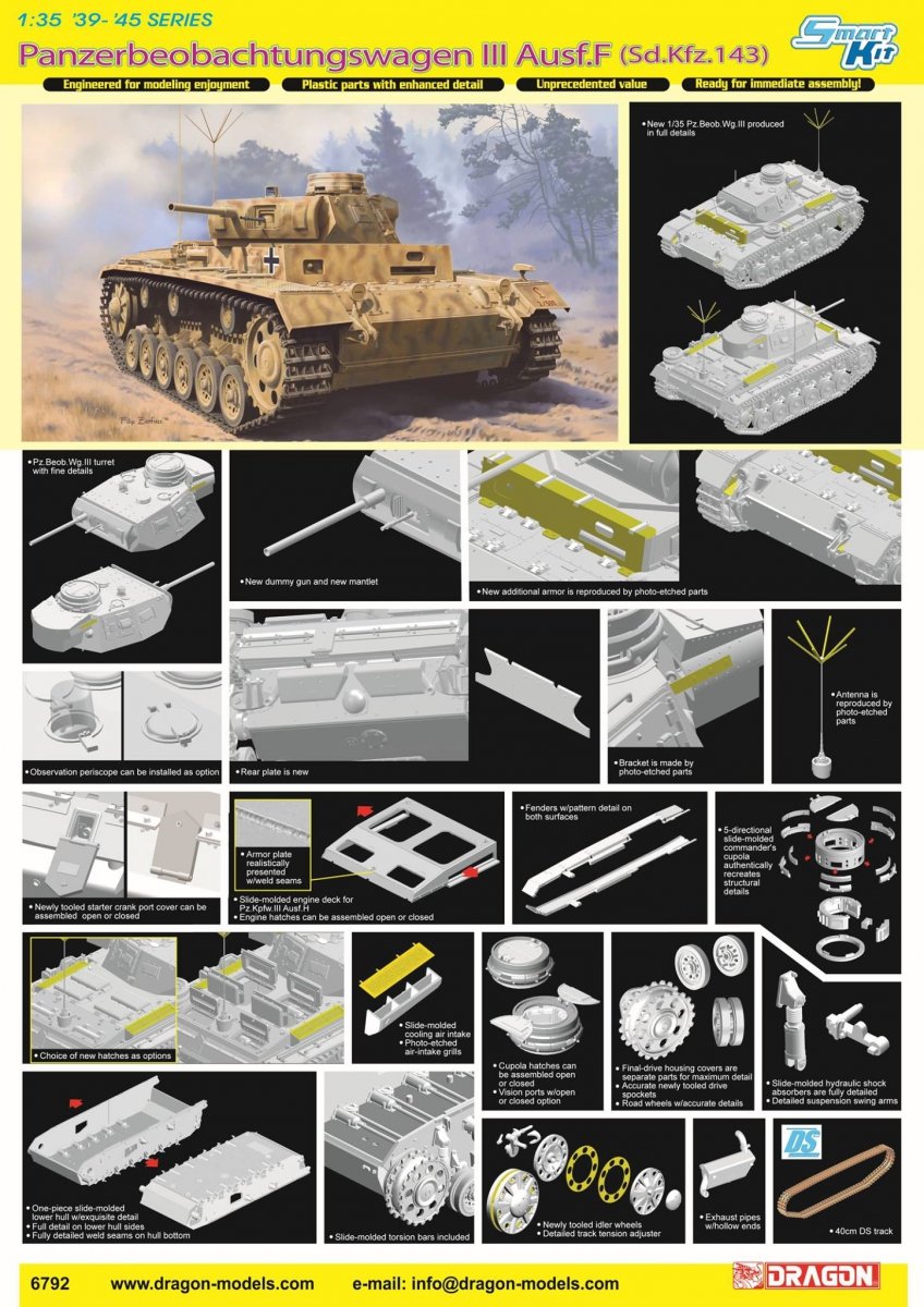 Dragon 6792 Panzerbeobachtungswagen III Ausf.F (Sd.Kfz.143) 1/35 – Bild 2