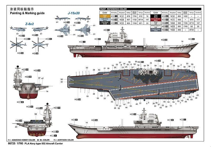 Trumpeter 06725 PLA Navy type 002 Aircraft Carrier 1/700 – image 12
