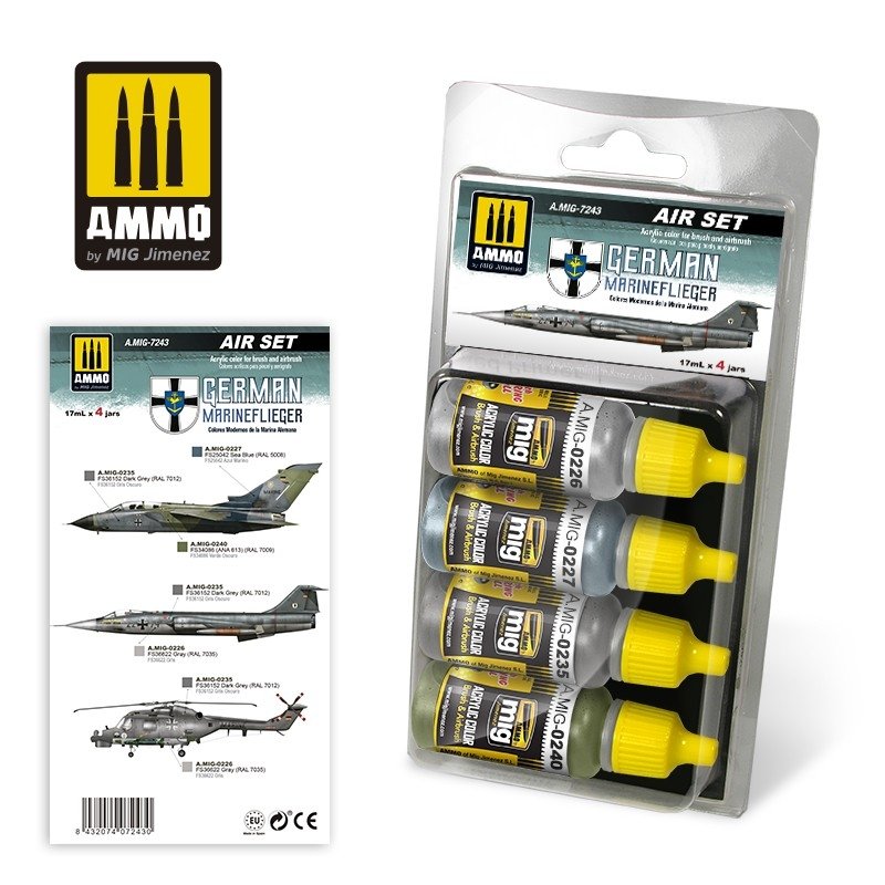 MUNITIONS de Mig Jimenez 7243 SET MARINEFLIEGER ALLEMAND 4x17ml