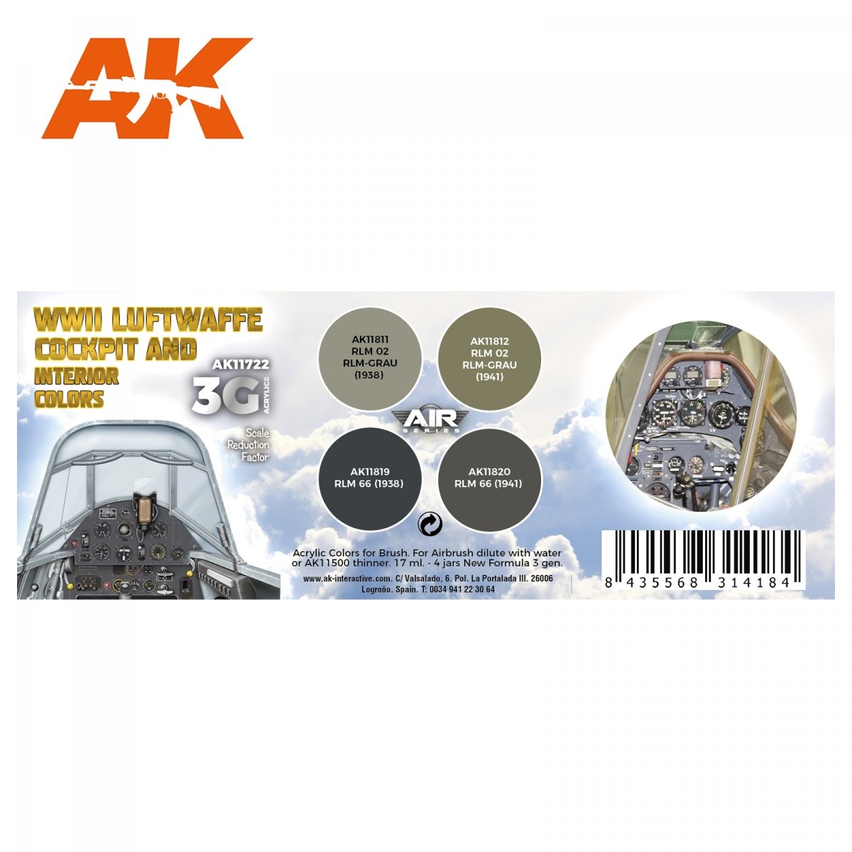 AK Interactive AK11722 WWII LUFTWAFFE COCKPIT &amp;amp; INTERIOR COLORS 4x17 ml – zdjęcie 2