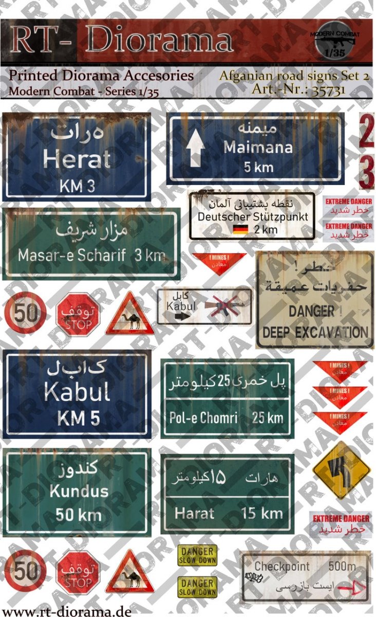 RT-Diorama 35731 Printed Accessories: Afghan road signs Set No.2 1/35