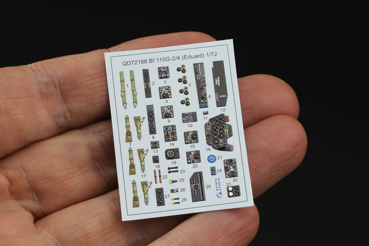 Quinta Studio QD72188 Bf 110G2/4 3D-Printed &amp;amp; coloured Interior on decal paper (Eduard) 1/72 – imagen 4