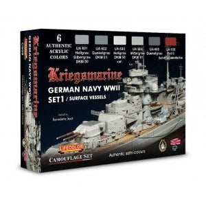 Coffret de peinture acrylique Lifecolor CS09, teinte Marine allemande, lot de 1 (6 x 22 ml).