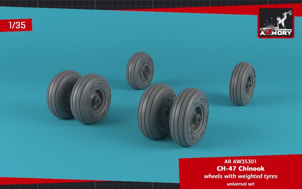 Armory Models AW35301 CH-47 Chinook wheels w/ weighted tires 1/35 – Bild 4