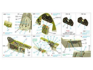 Quinta Studio QD32189 F6F-3E/N Hellcat 3D-Printed coloured Interior on decal paper (Trumpeter) 1/32 – immagine 2