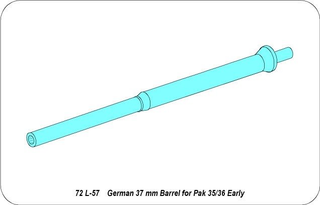 Aber 72L-57 Lufa 37mm do niemieckiej armaty p/p Pak 35/36 – wczesna / German 37mm Barrel for Pak 35/36 Early 1/72 – immagine 3
