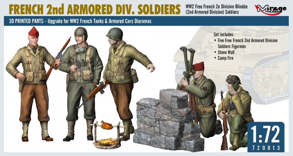 Mirage Hobby 720013 FRENCH 2nd ARMORED DIV. SOLDIERS WW2 Free French 2e Division Blindée (2nd Armored Division) Soldiers 1/72 – imagen 4