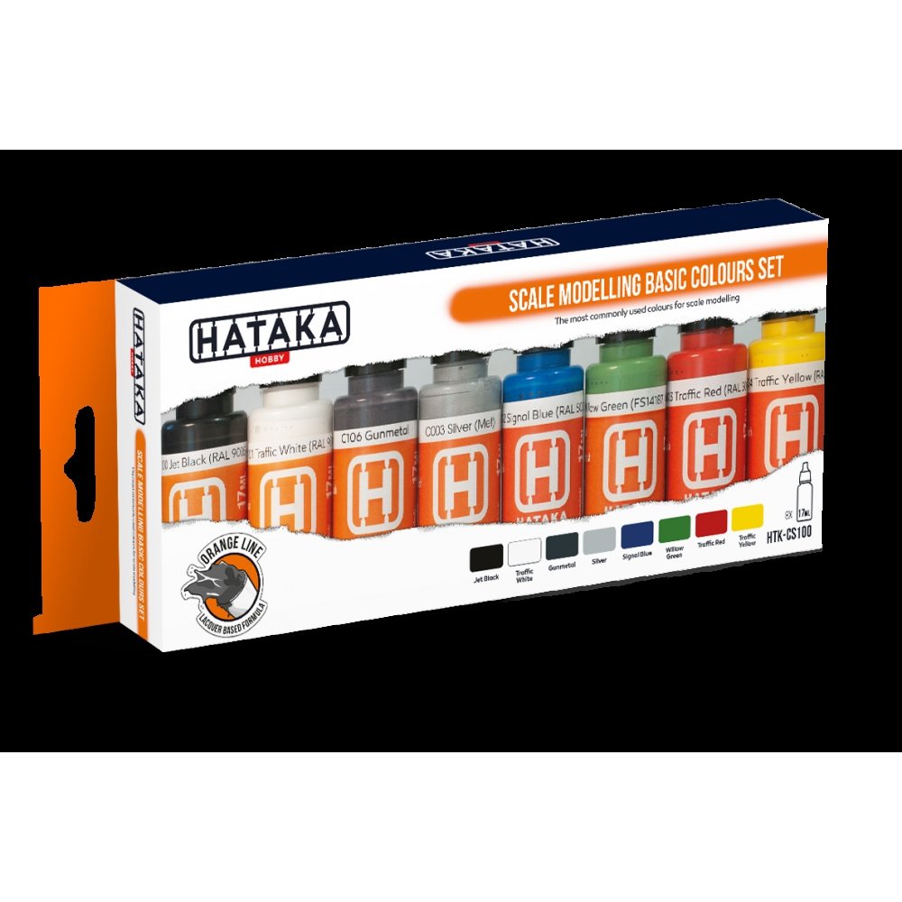 Hataka HTK-CS100 Scale Modeling Basic Colors set (8x17ml)