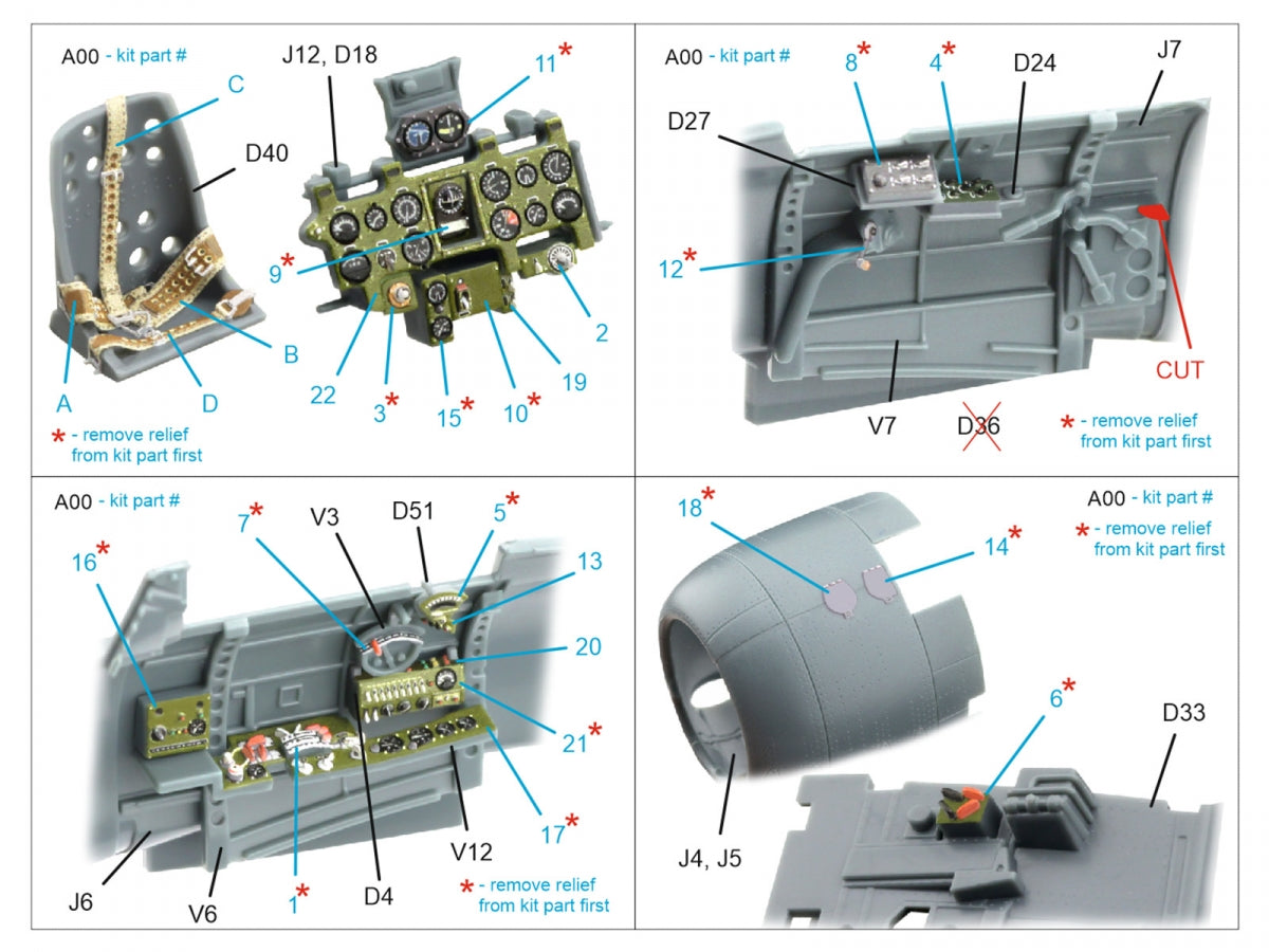 Quinta Studio QD48609 A6M5 Zero (Mitsubishi Production) 3D-Printed &amp;amp; colored Interior on decal paper (Eduard) 1/48 – image 2