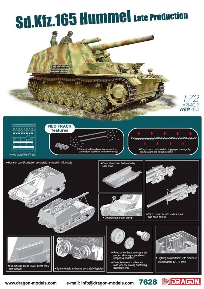 Dragon 7628 Sd.Kfz.165 Hummel Production tardive avec pistes NEO 1/72