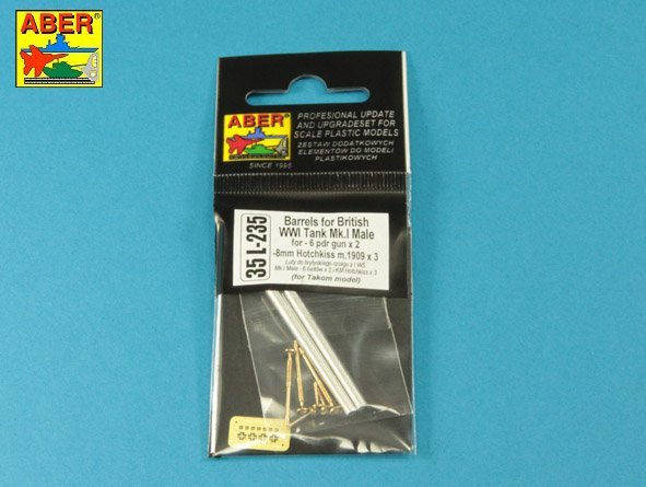 Aber 35L-235 Barrels for British WWI Tank Mk.I Male – 6 pdr. gun x 2 pcs. &amp;amp;amp;amp;amp;amp;amp;amp; 8mm Hotchkiss m.1909 x 3 pcs. 1/35 – imagen 9
