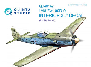 Quinta Studio QD48142 FW 190D-9 3D-Printed &amp;amp; coloured Interior on decal paper (for Tamiya kit) 1/48