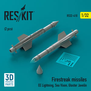 RESKIT RS32-0410 Firestreak missiles (2 pcs) (3D Printed) 1/32 – imagen 2