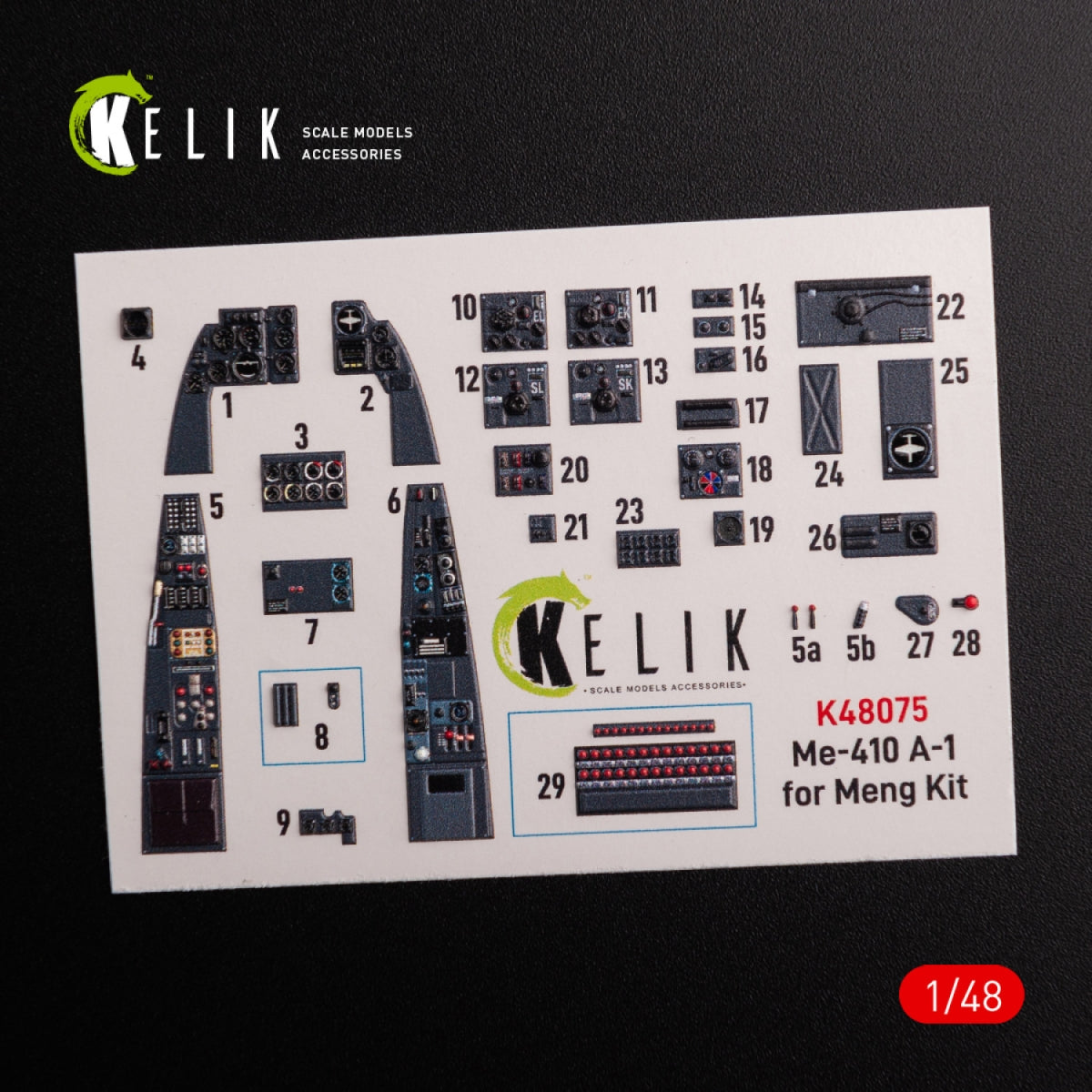 KELIK K48075 Messerschmitt Me-410 A1 interior 3D decals for Meng Model kit 1/48 – Bild 2
