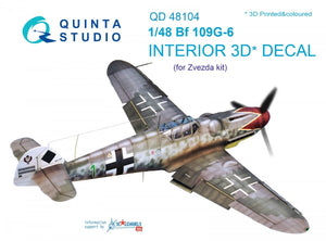 Quinta Studio QD48104 Bf 109G-6 3D-Printed &amp;amp; coloured Interior on decal paper (for Zvezda kit) 1/48