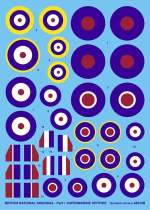 Techmod 48035 - British National Insignias - Supermarine Spitfire 1/48