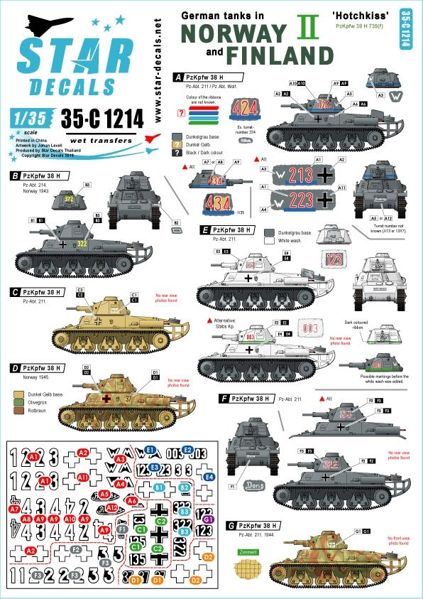 Star Decals 35-C1214 German tanks in Norway &amp;amp; Finland # II 1/35