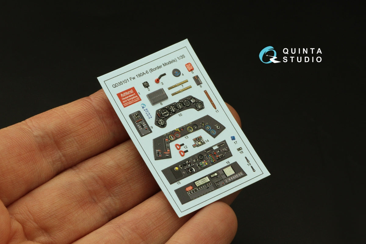 Quinta Studio QD35101 FW 190A-6 3D-Printed &amp;amp; coloured Interior on decal paper (Border Model) 1/35 – immagine 4
