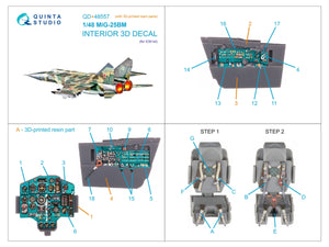 Quinta Studio QD+48557 MiG-25BM Intérieur imprimé en 3D et coloré sur papier décalcomanie (ICM) (avec pièces en résine imprimées en 3D) 1/48 – image 12