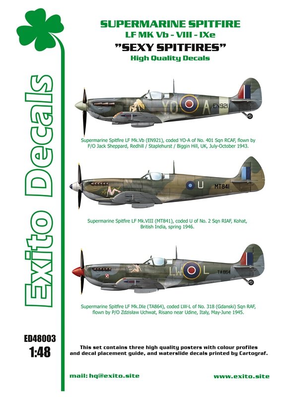 Exito ED48003 DECALS Sexy Spitfires - Supermarine Spitfire LF Mk Vb - VIII - IXe 1/48