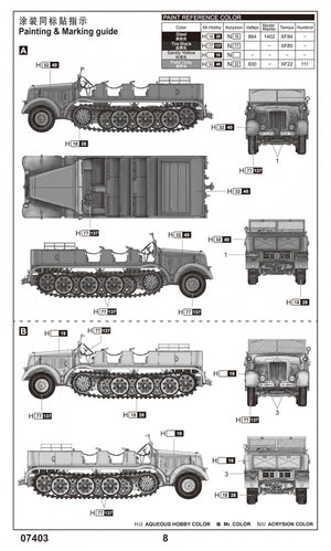Trumpeter 07403 German Sd.Kfz. 8 schwerer Zugkraftwagen 12t 1/72 – immagine 3