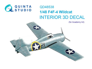 Quinta Studio QD48538 F4F-4 Wildcat 3D-Printed &amp;amp; coloured Interior on decal paper (Academy) 1/48