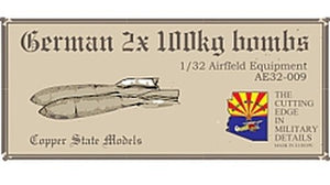 Copper State Models AE32-009 German 2x100kg aerial bombs 1/32