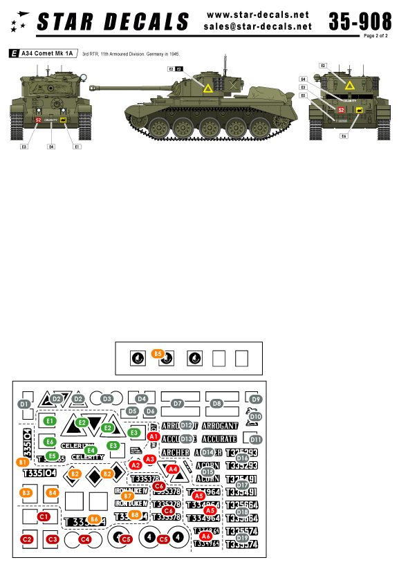 Star Decals 35-908 British Comets in Europe 1/35 – immagine 2