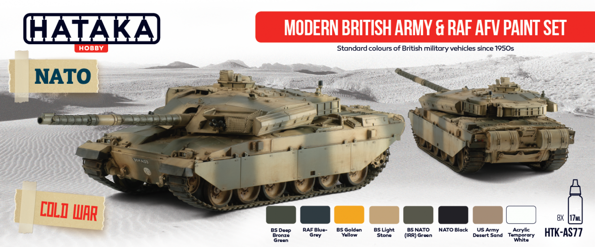 Hataka HTK-AS77 Modern British Army &amp;amp; RAF AFV paint set (8x17ml) – immagine 2