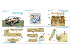 Quinta Studio QD+35145 Schwimmwagen Type 166 3D-Printed &amp;amp; coloured Interior on decal paper (Tamiya) (with 3D-printed resin parts) 1/35 – immagine 14