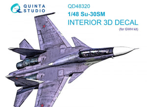 Quinta Studio QD48320 Su-30SM 3D-Printed &amp;amp; colored Interior on decal paper (GWH) 1/48
