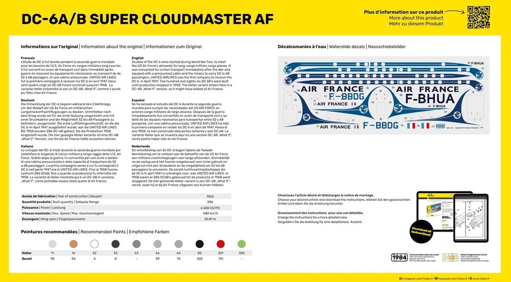 Heller 56315 DC6 Super Cloudmaster Air France - Starter Kit 1/72 – Bild 5