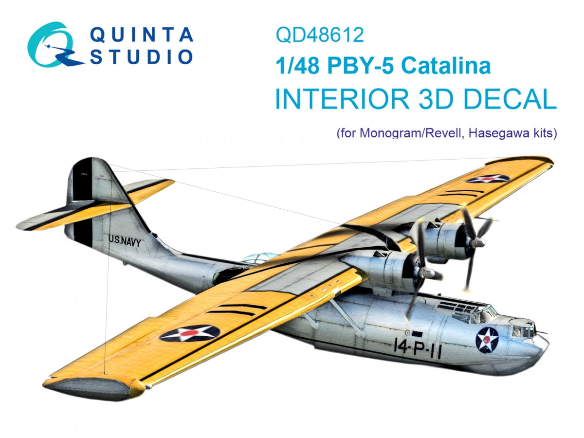 Quinta Studio QD48612 PBY-5 Catalina 3D-Printed &amp;amp; coloured Interior on decal paper (Revell/Monogram) 1/48